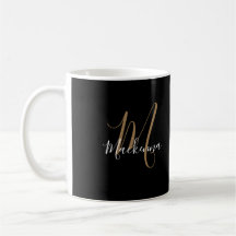 Custom Glamour Black Gold Monogram Name Elegant
