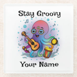 Custom Glass Coaster | Retro Octopus | Name & Text Glasuntersetzer