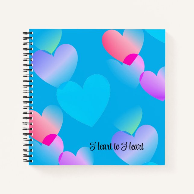 Custom Gliding Blue "Heart to Heart" Journal Notizbuch (Vorderseite)