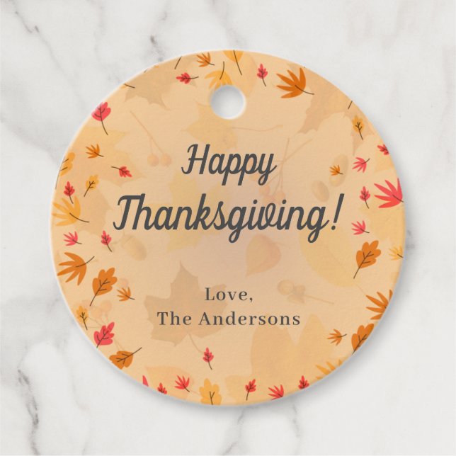 CUSTOM glücklicher Erntedankfest Herbst Geschenkanhänger (Vorderseite)