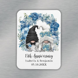 Custom Gnome Blue Flowers 15. Hochzeitstag Magnet