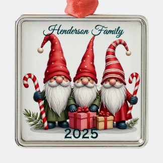 Custom Gnome Family Of Three Ornament Aus Metall
