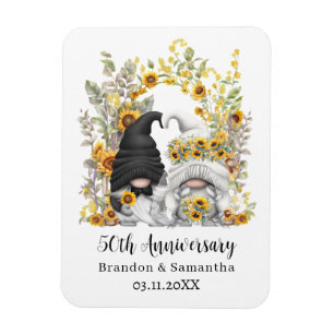 Custom Gnome Sonnenblume 50. Hochzeitstag Magnet