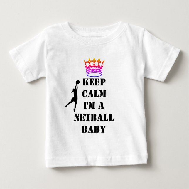 Custom Goal Shooter Behielt Calm Netball Baby T-shirt (Vorderseite)
