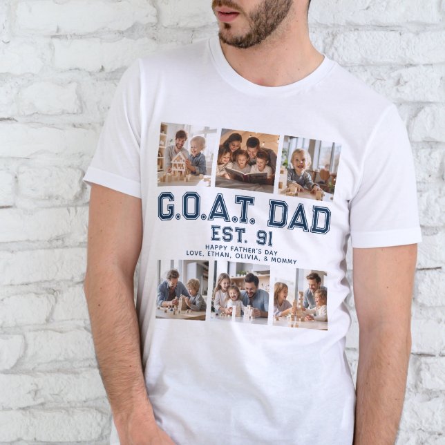 Custom GOAT VATER Vatertag Foto Collage T-Shirt (Easily personalize this design with your text and photos - great for father's day, birthday, xmas!)