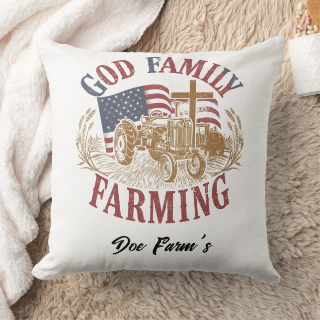 Custom “God Family Farming” Farmhouse Pillow Kissen (Decke)