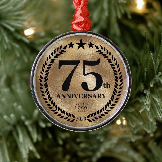 Custom Gold 75. Geschäftsjubiläum Weihnachten Ornament Aus Metall (Baum)