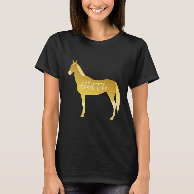 Custom Gold Akhal Teke Minimal Cutout Silhouette T-Shirt (Vorderseite)
