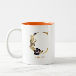 Custom Gold Alphabet C Monogram   Herbst Zweifarbige Tasse