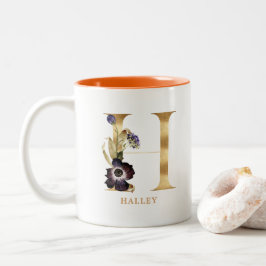Custom Gold Alphabet H Monogram | Herbst Zweifarbige Tasse