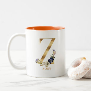 Custom Gold Alphabet Z Monogram   Herbst Zweifarbige Tasse