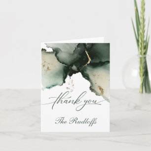 Custom Gold and Sage Green Water Geode Dankeskarte