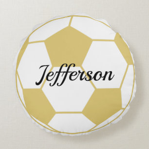 Custom Gold and White Fußball Runde Rundes Kissen