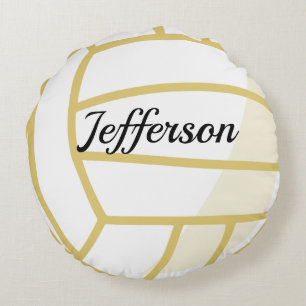 Custom Gold and white Volleyball Rundes Kissen
