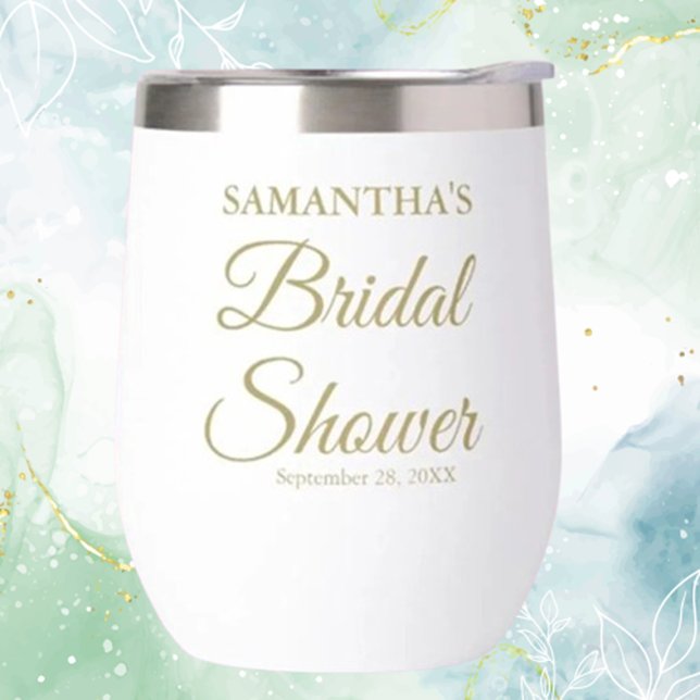 Custom GOLD Brautparty Wedding (Celebrate love with our Custom GOLD Bridal Shower Wedding Thermal Wine Tumbler.)