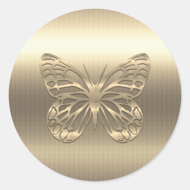 Custom Gold Butterfly Animals Runder Aufkleber (Vorderseite)