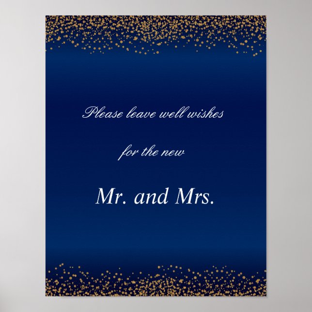 Custom - Gold Confetti & Navy Blue Well wünscht Poster (Vorne)