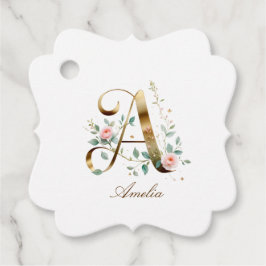 Custom Gold Floral Letter A Fancy Favor Tag Geschenkanhänger