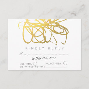 Custom Gold Foil Effect Wedding RSVP Antwortkarte Karte