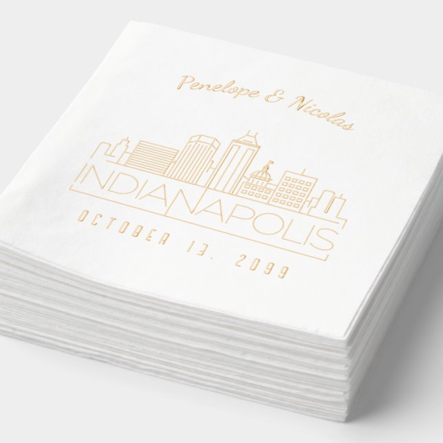 Custom Gold Foil Indianapolis Wedding Napkins Servietten Mit Folie (Ausschnitt)