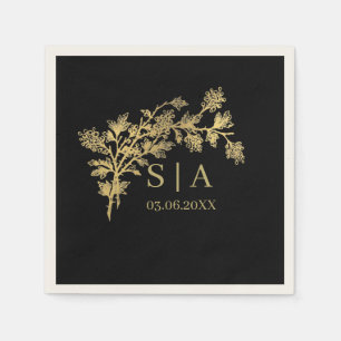 Custom Gold Foil Luxus Botanische Monogram Modern Serviette