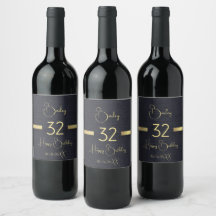Custom Gold Geburtsname Black Wine Label