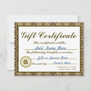 Custom Gold Gift Certificate for Invitations Einladung