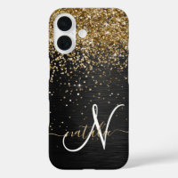 Custom Gold Glitzer Black Sparkgram Monogram