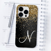 Custom Gold Glitzer Black Sparkgram Monogram