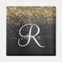 Custom Gold Glitzer Black Sparkgram Monogram