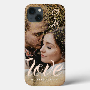 Custom Gold Glitzer Couple Foto Mit Monogramm Case-Mate iPhone Hülle