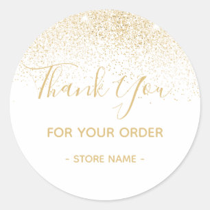 Custom Gold Glitzer Order Vielen Dank Runder Aufkleber