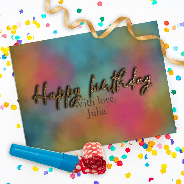 Custom Gold Glitzer Trendy Script Happy Birthday Postkarte (Von Creator hochgeladen)