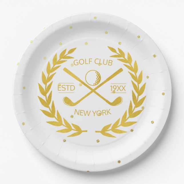 Custom Gold Golf Club Elegante Highlights Pappteller (Vorderseite)