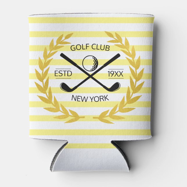 Custom Gold Golf Club Minimal Sommer Streifen Dosenkühler (Vorderseite)