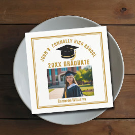 Custom Gold Graduate Photo 2026 Graduation Party Serviette