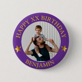 Custom Gold Happy Geburtstag Foto und Alter Button