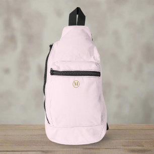 Custom Gold Initial l Girly Clean Blush Pink Crossbody Bag