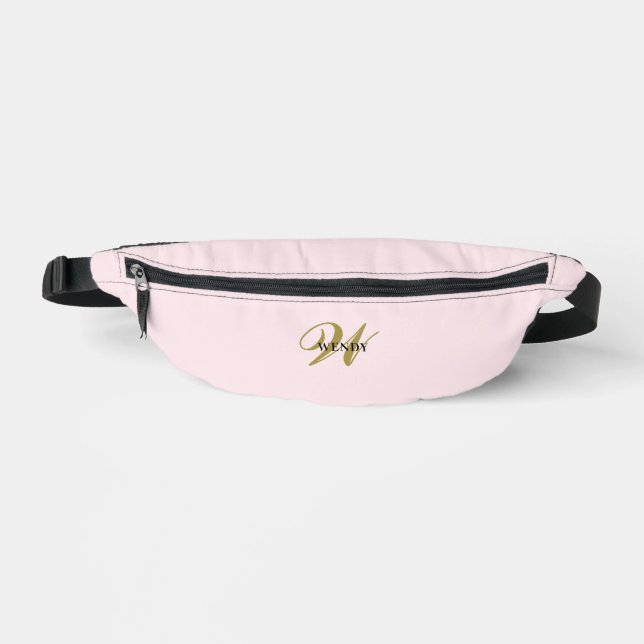 Custom Gold Initial l Stylish Girly Blush Pink  Bauchtasche (Vorderseite)