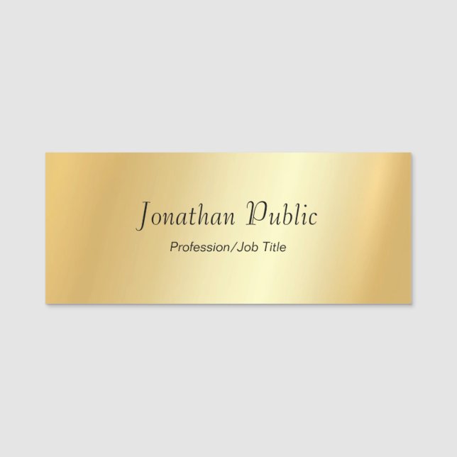 Custom Gold Look Modernes Script glamouröse Vorlag Namensschild (Vorderseite)