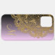 Custom Gold Mandala Art Muster auf rosa Lila iPhone Hülle (Back Horizontal)