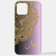 Custom Gold Mandala Art Muster auf rosa Lila iPhone Hülle (Back)