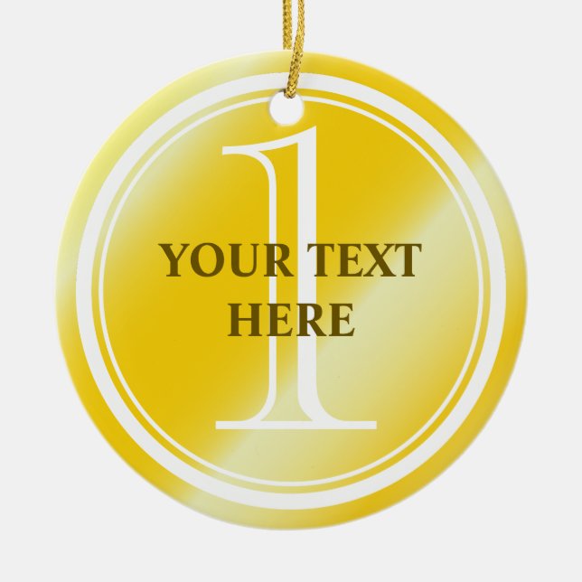 Custom Gold Medal Ceramic Ornament for number one (Vorne)