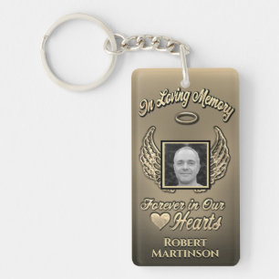 Custom Gold Memorial Wings Foto Schlüsselanhänger 
