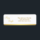 Custom Gold Merry and Bright Rücksendeadressen-Auf<br><div class="desc">Maßgeschneiderte Rücksendeadressen-Aufkleber in Gold und Weiß Merry und Bright mit benutzerdefinierbarem Text</div>
