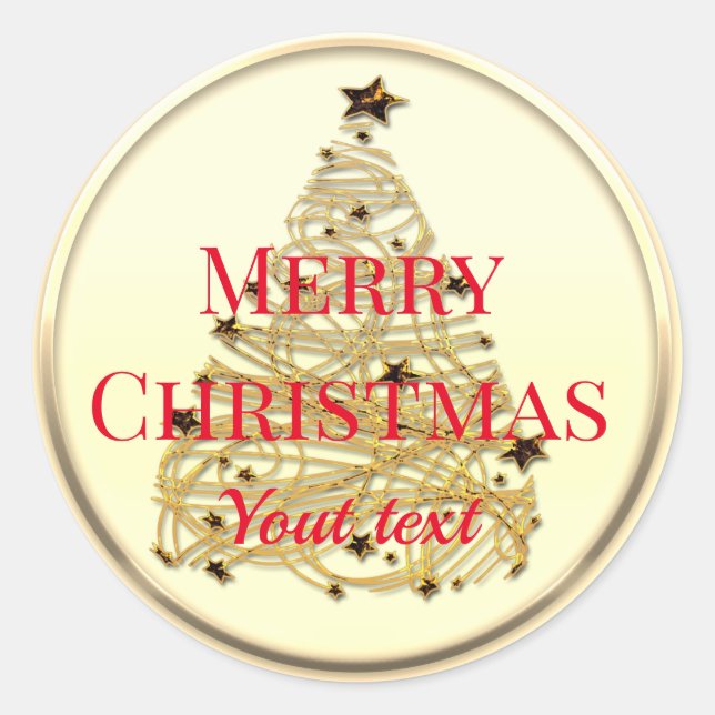 Custom Gold Merry Christmas Classic Round Sticker (Vorderseite)