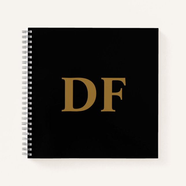 Custom Gold Mit Monogramm Notebook Notizbuch (Vorderseite)