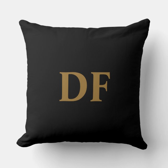 Custom Gold Mit Monogramm Throw Pillow Kissen (Vorderseite)
