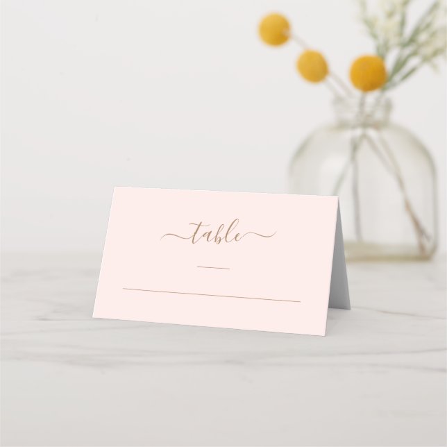 Custom Gold Monogram Blush Elegante Hochzeit Platzkarte (Vorderseite)