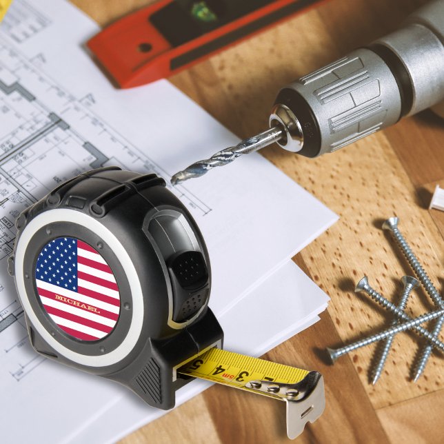 Custom Gold Monogram USA Flag Patriotic Maßband (Custom Gold Monogram USA American Flag Patriotic Tape Measure)